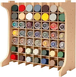 Paint Rack Organizer with 49 Holes Suitable for 10ml TAMIYA/10ml MR HOBBY/18ml MR HOBBY, Model Tool Storage with MDF Material, Craft Paint Holder Rack GK13