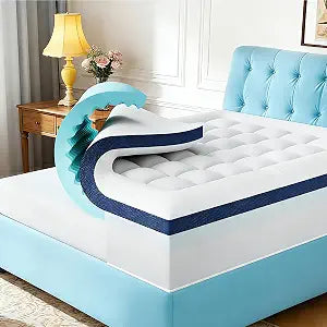 4 Inch Memory Foam Dual-Layer Mattress Topper Queen Size - 2Inch 1000GSM Quilted Pillow Top with Down-Alternative + 2Inch 5-Zone Egg Crate Memory FoamQueen,60"x80"