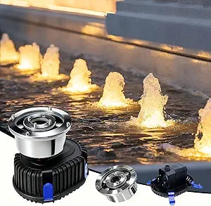 Pond Fountain Pump with LED Light for Outdoor Water Garden, 528GPH Submersible Pump Fountain Light Kits (Warm White) for Water Feature Koi Pond