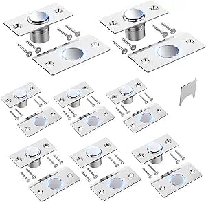 Mousike Door Ball Catch Hardware, Adjustable Hidden Magnetic Ball Catch, Stainless Steel Strike Plate with Strong Suction, Door Ball Catch Replacement for Top of Door (8 Pack, Silver)