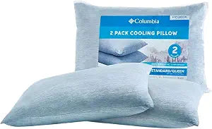 Columbia 2 Pack Space Dye Cooling Bed Pillows Medium Soft Supportive Sleeping Cushion with Breathable Fabric, Machine Washable Cover, Polyester Filled, Hypoallergenic Comfort for Bedroom