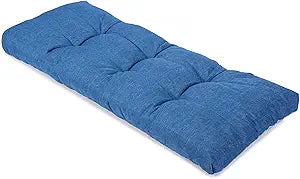 Non-Slip Tufted Bench Cushion - Thick & Durable Foam Seat Pad for Indoor Outdoor Furniture, Piano Bench, Porch Swing, Chair Cushion (Blue, 45x18 Inch (Pack of 1))