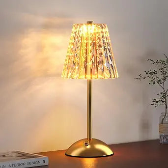 FLY2SKY Crystal Table Lamp, Rechargeable Lamp with 3 Color Temperatures