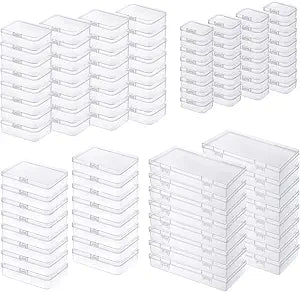 96 Pack Rectangular Clear Plastic Storage Containers, Mixed Sizes