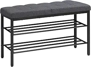 HOOBRO Shoe Bench, Storage Bench with Cushion, Entryway Bench Shoe Shelf with Seat, 12 x 29.5 x 18.1 Inches, Shoe Rack for Living Room, Bedroom, Hallway, Dark Gray BGZ95HX01