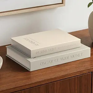 Decorative Books, 2-Pack Faux Linen Faux/Fake Books for Book Decor