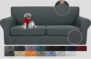 JIVINER 3 Pieces Couch Covers for 2 Cushion Couch Stretch Sofa Cover with 2 Extra Large Seat Cushion Covers Thick Fitted Loveseat Sofa Slipcovers for Living Room (XL Loveseat, Dark Gray)
