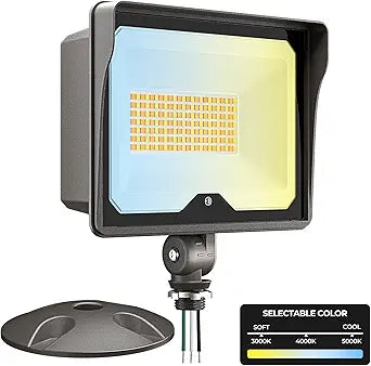 CINOTON 55W LED Flood Light 3CCT (3000K/4000K/5000K), 7700LM Dusk-to-Dawn Photocell Outdoor Security Lighting, 120V IP65 Aluminum Wall Pack for Porch/Barn, 180 Knuckle Mount, 2 Modes, ETL, 1 Pack