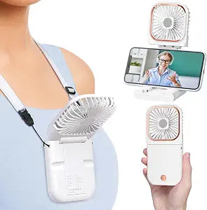 F-color Mini Portable Handheld Fan - Rechargeable Personal Purse Fan, White