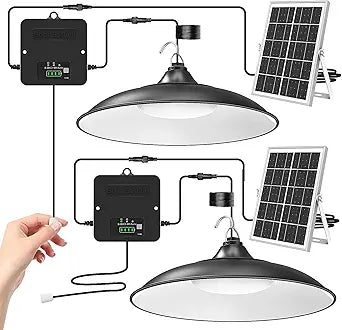 Solar Shed Light Indoor Outdoor, 2000LM Daytime Available Pendant Light with Pull String, Dusk to Dawn, 3 Lighting Modes Solar Lights Indoor, IP65 Waterproof for Barn, Gazebo, Shop, Garage