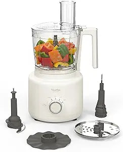 Martha Stewart Food Processor, 10-Cup Electric Chopper for Slicing, Shredding, Mincing and Puree, BPA-Free Twist & Lock Bowl, 3 Multipurpose Blades, Variable Speed Dial, Wide Feed Chute, Linen Cream