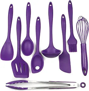Chef Craft Premium Silicone Kitchen Tool and Utensil Set, 9 Piece, Purple