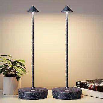 2Pack Rechargeable Cordless Table Lamp, Portable Powered LED Battery 6000mAh Metal USB Desk Lamp, 3 Levels Brightness Light for Restaurants Outdoor (2pack Blue White)
