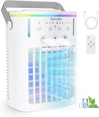 Portable Air Conditioners Cooling Fan: 2026 Upgraded 4-IN-1 Portable AC Unit with 2 Cooler Mist & Speeds 1200ml Remote Control Air Conditioner Ultra-Quiet Design Evaporative for Home, Bedroom, Camping