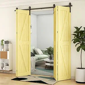120" Bi-Folding Sliding Barn Door Hardware Kit,10FT Heavy Duty Track Roller Kit for Max 29" x 4 Doors,Smoothly and Quietly,Easy to Install,No Door Panel,Black