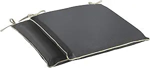 Sorra Home Corded Chair Pad (Set of 2) - Fade & Water Resistant, Outdoor & Indoor Seat Cushion with Chair Ties for Patio Furniture - Charcoal (20" x 20" x 2")
