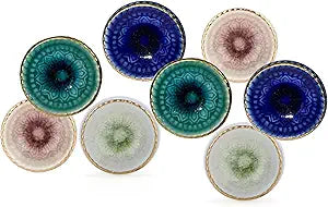 Perilla Home Marrakesh Mix Ceramic Knob (Set of 8) Decorative Knobs for Home Kitchen Cabinet Hardware Cupboard Door Dresser Wardrobe and Drawer Pulls