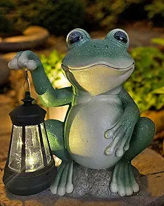YODY Solar Garden Statues Outdoor Decor- Yard Decorations for Patio, Balcony, Backyard, Lawn Ornaments - Frog Figurines with LED Light- Unique Birthday House Warming Gifts for Women, Mom, Dad