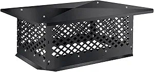 Chimney Cap 17" x 21", Chimney Cover, Bottom Installation Method Adjustable to Fit Outside Existing Clay Flue Tile Dimensions, Black