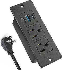Recessed Power Strip, 20W USB-C Furniture Outlet, Black, 6FT