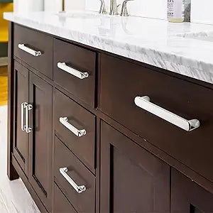 10 Pack Polished Chrome Cabinet Pulls 5 Inch(128mm) Hole Center Cabinet Hardware Kitchen Cabinet Handles for Cupboard Bathroom Drawer Pulls Dresser Pulls