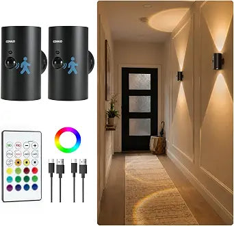 EZVALO Motion Sensor Wall Light, Rechargeable Wireless LED Sconce