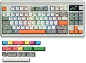Womier M87 75% Mechanical Keyboard with TFT Smart Display & Knob, Gasket Mount Tri-Mode Wireless Bluetooth/2.4G, Hot-Swappable Linear Switches, PBT Keycaps RGB Gaming Keyboard for Mac & Win (Carbon)
