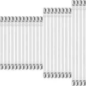Boao 24 Pcs Bed Sheet Straps Heavy Duty Adjustable Elastic Fasteners Fitted Bed Holder Mattress Corner Sheet Fasteners Clips for Home Room Couch Supplies(White)