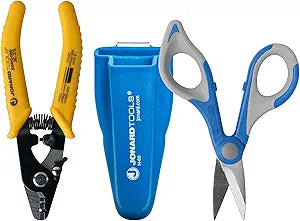 Jonard Tools TK-350 Fiber Optic Stripper & Kevlar Shears Kit Featuring Molded Pouch to Securely Hold 3 Hole Fiber Stripper and Kevlar Cutting Shears Ideal for Fiber Technicians