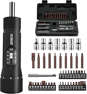 coobeast 49 Pcs Torque Screwdriver 10-70 Inch Pound Torque Screwdriver Set with S2 Bits & Sockets, 1/4 Drive Torque Wrench Screwdriver Set for Maintenance, Tools, Bike Repairing and Mounting