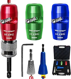 Wire Stripper Twister Tools for Drill Solid & Stranded Wire AWG 14 12 10 THHN NM-B, Professional Efficiency for Electricians & DIY Projects