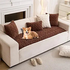 Pets Couch Cover for Dogs Soft Sofa Covers for Pets Washable Couch SlipCover Furniture Couch Protector for Living Room(35" x 82", Brown)