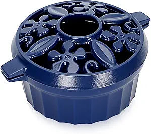 Wood Stove Steamer - Cast Iron Fireplace Humidifier | Indoor Pot for Home Heating | Round Bowl Fire Place Stove Covers Accessories Decorative | Matte Finish & Rust Resistan & 2.7 Quart, Blue