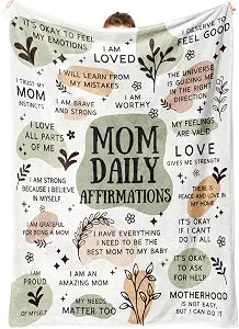 BaubleDazz New Mom Gifts Blanket, Mama Daily Affirmations, Postpartum Pregnancy Gift for First Time Moms, Mommy to Be, Mama, New Mom Essentials, Christmas Birthday Gifts for Moms(80" x 60")