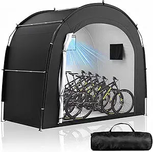 Housolution Bike Storage Tent Shed for 5 Bikes, Outdoor Portable 210D Oxford Thick PU4000 Waterproof Bike Cover with Ventilated Window, Bike Tent Fit for Bicycle, Lawn Mower, Garden Tools