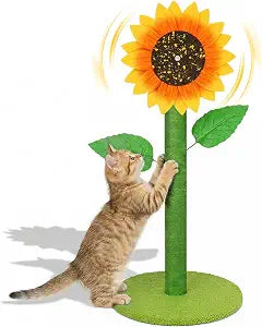Sunflower Interactive Cat Toys for Indoor Cats, 38" Tall Cat Scratching Posts for Indoor Cats Adults, Cute Cat Scratch Post with Rotating Flower