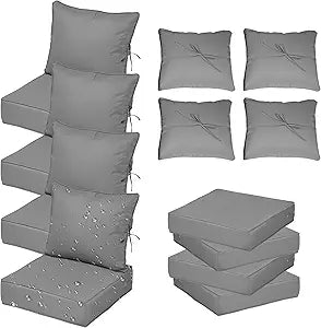 24X24 Inch Patio Cushion Covers Replacement, Water Resistant UV Resistant Polyester Outdoor Chair Patio Furniture Cushion Covers with Adjustable Straps, Hidden Zipper & Piped Edges,Light gray