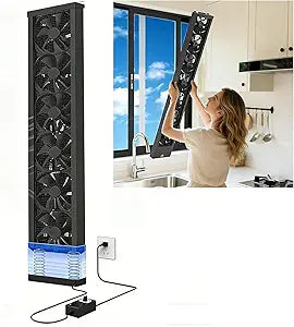 35.5-37.4 Inch Vertical Window Fan For Sliding Windows Mute Stepless Speed Control (0-2800 Rpm) Window Exhaust Fan Waterproof Vertical Window Fan With Living Rooms Bedroom Attics Garages