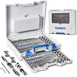 toolant 127 Piece Ratcheting Tap and Die Set, SAE/Metric Tap and Die Set with Assortment Drill Bit for Threading, Double-Layer Tool Box