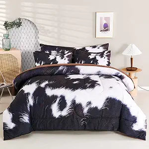 SUCSES Cow Print Bedding Comforter Set Full Size Western Comforter Sets