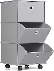 YOHOM Rolling Drawer Organizer Portable Closets Wardrobe Storage Folding Clothes Drawer Organizers for Living Room, Office, Kids Bedroom, Bathrooms,College Dorms, Thick, Solid, Small, Gray (Grey 3)