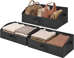 GRANNY SAYS Trapezoid Closet Storage Bins, Large, Black, 3-Pack