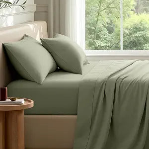 Bare Home Sheet Set 1800 Ultra-Soft Envelope Pillowcases (Full, Sage)
