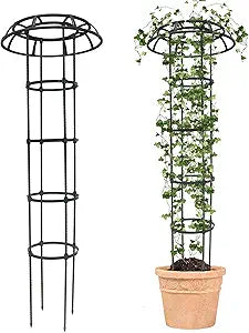 Quibbay Garden Trellis for Climbing Plants Outdoor, 65 Inch Mushroom Top Trellis for Climbing Plants, Plant Trellis Support for Potted Plants Climbing Vine Rose Clematis Vegetable Trellis, 2 Pack