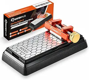 SakerPlus Honing Guide with Whetstone, Off-Center Sharpening Tool for Chisels and Planes, Width 0.22.55 Inches, Fine/Coarse Diamond Stone (Guide*1+Stone*1)