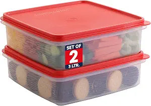 Plastic Storage Containers with Lids 2-Pack 3L Cupcake Carrier Leakproof Cookie Storage Containers Airtight BPA-Free Plastic Containers with Lids for Food Storage, Meal Prep, Leftovers, Cupcakes