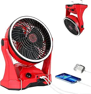 (Tool Only, No Battery/AC Adapter) Cordless Battery Operated Fan Compatible with Milwaukee M18 18V Battery, 10in Portable Rechargeable Fan Variable Speed Hook Up to 4.5 Hrs Runtime for Jobsite Outdoor