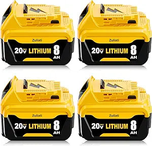 DCB206 8.0Ah Replacement for Dewalt 20V Battery DCB206-2 DCB203 DCB201 DCB204 Compatible with Dewalt 20 Volt Battery DCD985B Power Tools with LED Indicator(8.0Amps-4PC)
