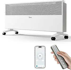 Reekie Convection Panel Space Heater for Indoor Use, 1500W Electric Mica Infrared Heater with Smart Thermostat, Wifi App Remote Control, Portable Standing Wall Mount Heater for Bedroom Work with Alexa