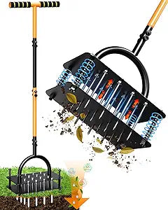 Manual Lawn Aerator Tool, Grass & Yard Aerator, Lightweight 7.7 lb with 21 3.5" Steel Spikes, Ergonomic Automatic Reset Design, Deep Soil Aeration for Healthier Lawns